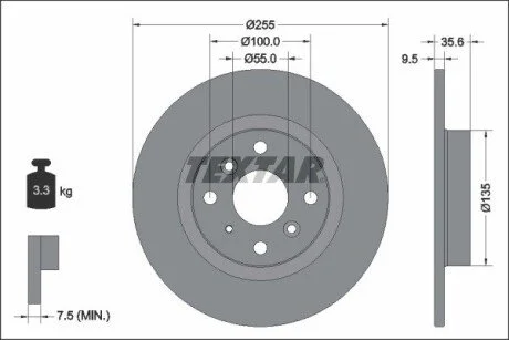 Гальмівний диск TEXTAR 92338203