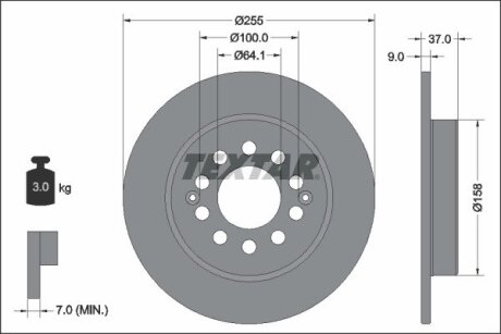 Диск гальмівний передн Лів/Прав MG MG ZS 1.0/1.5 10.17- TEXTAR 92342703