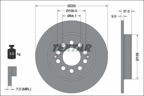 Диск гальмівний передн Лів/Прав MG MG ZS 1.0/1.5 10.17- TEXTAR 92342703