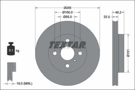 TARCZA HAM. TOYOTA P. YARIS 1,0-1,5 20- TEXTAR 92344803 (фото 1)