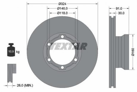 Гальмівний диск TEXTAR 93087600 (фото 1)