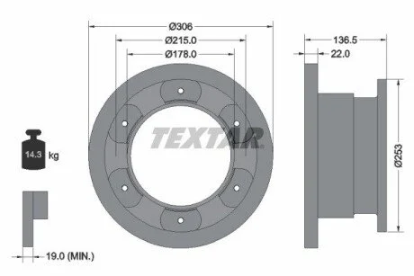 Гальмівний диск TEXTAR 93127300