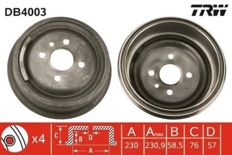 Гальмівний барабан TRW DB4003