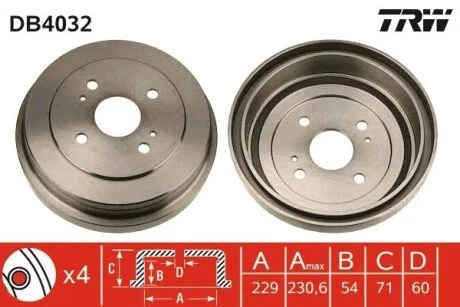 Гальмівний барабан TRW DB4032