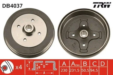 Гальмівний барабан TRW DB4037