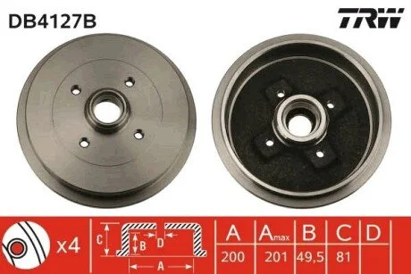 Гальмівний барабан TRW DB4127B