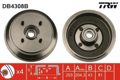 Гальмівний барабан TRW DB4308B