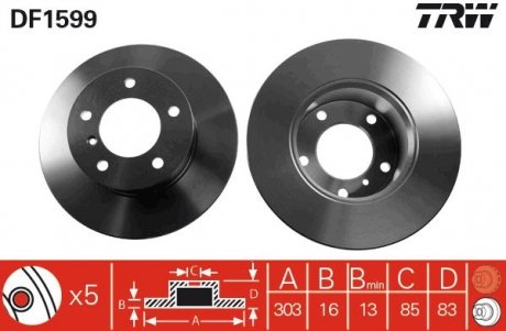Тормозной диск TRW DF1599 (фото 1)