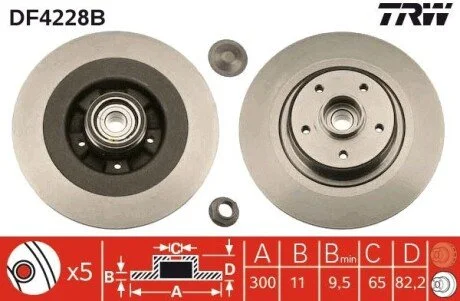 Диск гальмівний з підшипником TRW DF4228BS