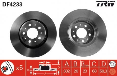 Тормозной диск TRW DF4233 (фото 1)