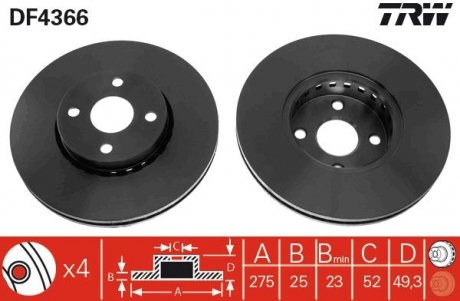 Тормозной диск TRW DF4366 (фото 1)