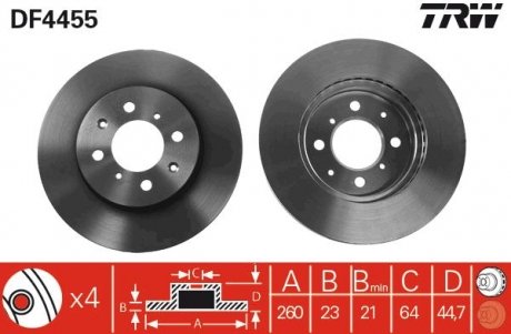 Тормозной диск TRW DF4455 (фото 1)