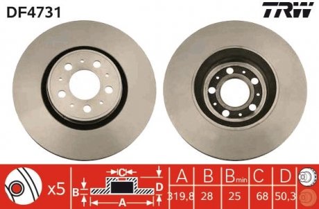 Тормозной диск TRW DF4731 (фото 1)
