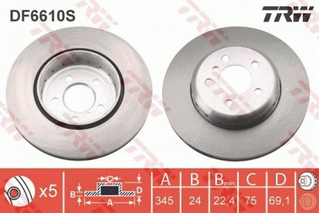 Тормозной диск двухсекционный TRW DF6610S (фото 1)