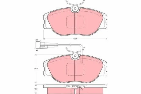 Гальмівні колодки, дискове гальмо (набір) TRW GDB1052