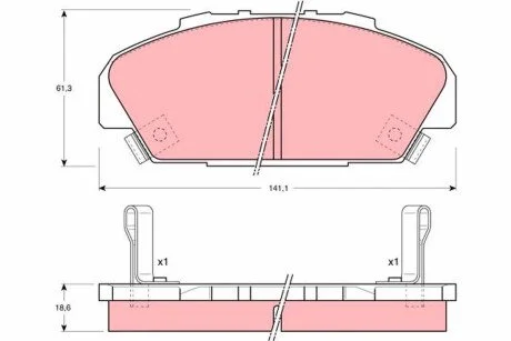 Гальмівні колодки, дискове гальмо (набір) TRW GDB1137 (фото 1)