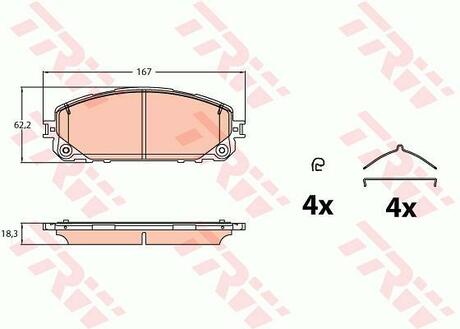 Гальмівні колодки дискові JEEP Cherokee "F "13>> TRW GDB2142