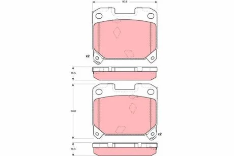 Гальмівні колодки, дискове гальмо (набір) TRW GDB3105