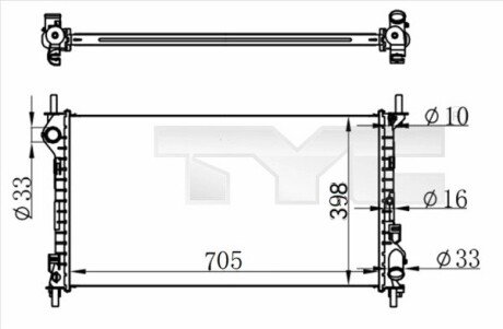 Радіатор охолодження Ford Transit Connect 1.8/1.8TDCi 02-13 (+AC) TYC 7100068R (фото 1)