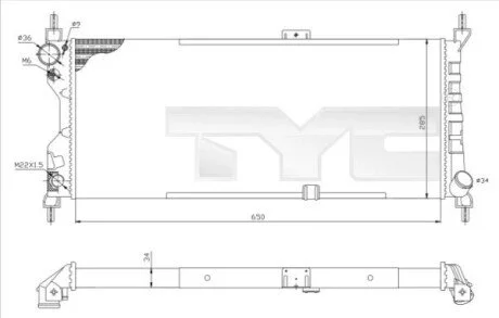 Радіатор, охолодження двигуна TYC 7250019R