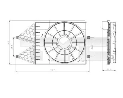 Корпус вентилятора радіатора SEAT IBIZA IV, IBIZA IV SC, IBIZA IV ST SKODA FABIA II, ROOMSTER VW POLO V 1.2-1.6LPG 09.06-05.15 TYC 837-0033-1