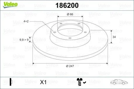 Гальмівний диск Valeo 186200