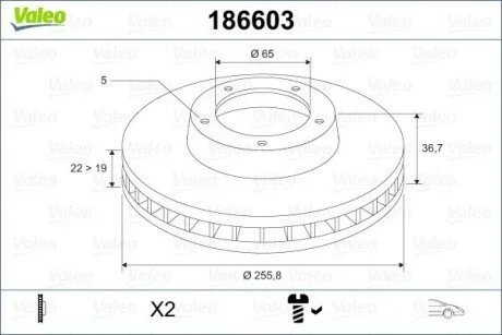 Гальмівний диск Valeo 186603