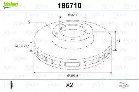 Гальмівний диск Valeo 186710