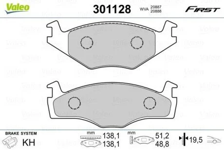 Гальмівні колодки (набір) Valeo 301128