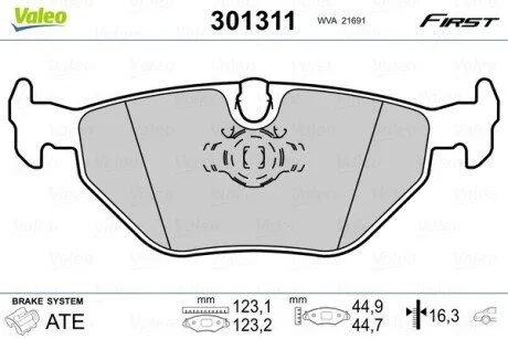 Тормозные колодки дисковые BMW 5(E39) "2,0-4,4 "R "95-04 Valeo 301311