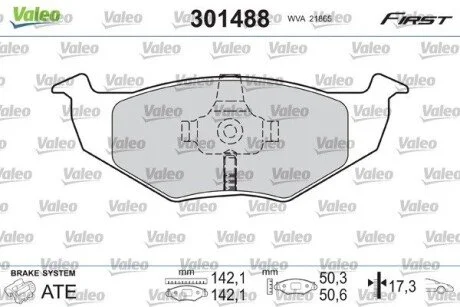 Тормозные колодки дисковые VAG Arosa/Fabia/Fox/Polo "1,0-1,9 "F "94>> Valeo 301488