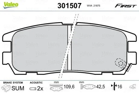 Колодки гальмівні OPEL T. FRONTERA A/B 92- Valeo 301507
