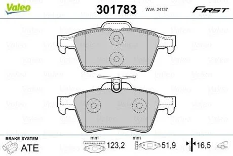 Тормозные колодки дисковые CITROEN/FORD/JAGUAR/MAZDA/OPEL/RENAULT/SAAB/VOLVO "1,0-5,0 "R "01>> Valeo 301783
