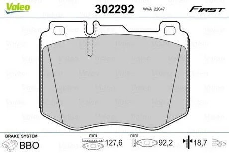 Тормозные колодки дисковые MERCEDES C-Class/CLS/E-Class/GLC "F "13>> Valeo 302292
