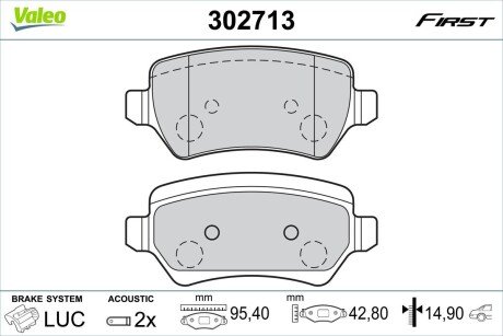 Колодки тормозные (задние) Opel Combo/Astra/Corsa/Meriva/Zafira 98-/Hyundai ix20/Kia Venga/Ceed 10- Valeo 302713