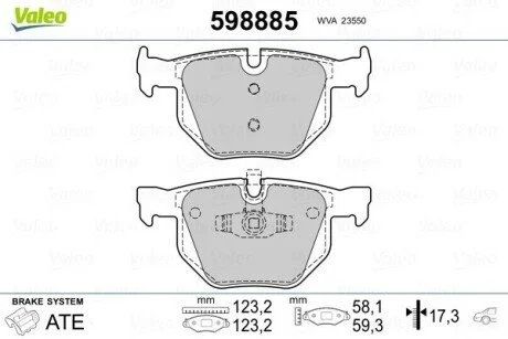 Гальмівні колодки, дискове гальмо (набір) Valeo 598885