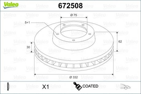 Диск гальмівний MALOWANA BMW X5 Valeo 672508