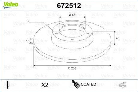 Диск гальмівний MALOWANA FORD GALAXY Valeo 672512