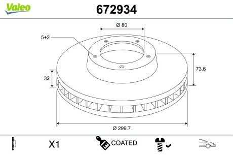 TARCZA HAMULCOWA MALOWANA X1 Valeo 672934