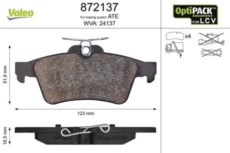Колодки гальмівні FORD T. TOURNEO/TRANSIT 1,8 02-13 Valeo 872137