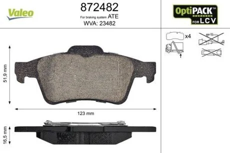 Колодки гальмівні FORD T. C-MAX/FOCUS/TRANSIT 03- Valeo 872482 (фото 1)