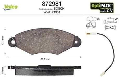 Колодки гальмівні NISSAN P. KUBISTAR 1,2-1,6 16V 03-09 Valeo 872981