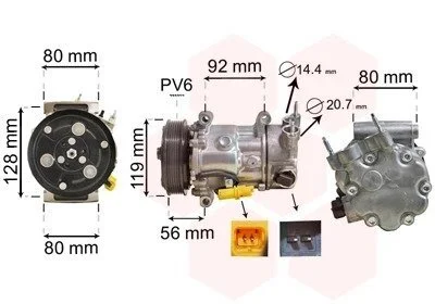 Компрессор кондиционера CITROEN BERLINGO/ PEUGEOT 207,208 Van Wezel 0900K255