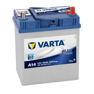 Аккумулятор 40Ah-12v BD(A14) (187х127х227),R,EN330 Азия тонк.клеммы VARTA 540126033
