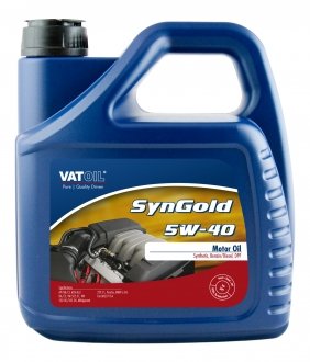 Моторное масло SynGold 5W-40 синтетическое 4 л VATOIL 50011