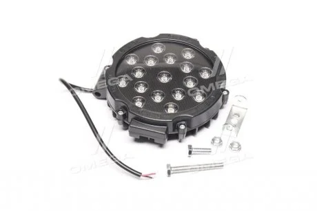 Фара LED кругла. 51W (17*3W) 202*160*65мм, широкий промінь 12/24V 6000К (Руслан-Комплект))) Wassa (Руслан-Комплект) ФР-135