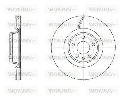 Диск тормозной передний (Remsa) Audi A4 A5 17&gt;, A6 A7 18&gt;, Q5 17&gt; WOKING D6197010 (фото 1)