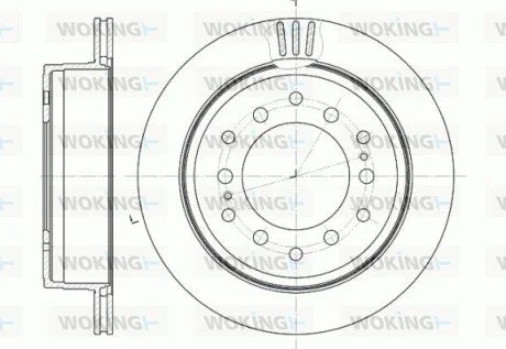 Гальмівний диск зад. Cruiser 300/80/90/Prado/Lexus GX 01-10 3.0-4.7 WOKING D6956.10
