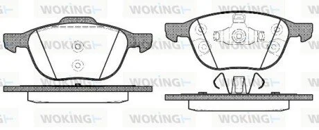 Гальмівні колодки перед.FORD C-MAX/FOCUS/MAZDA 3/5/VOLVO V40/S40/C70/C30 1.0-2.5 03-19 WOKING P1182330