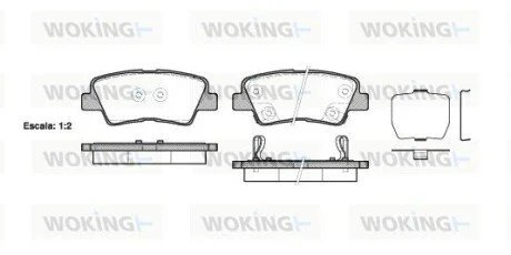Колодки тормозные дисковые задние Hyundai Grandeur 2.4 11-,Hyundai Grandeur 3.0 WOKING P1262302